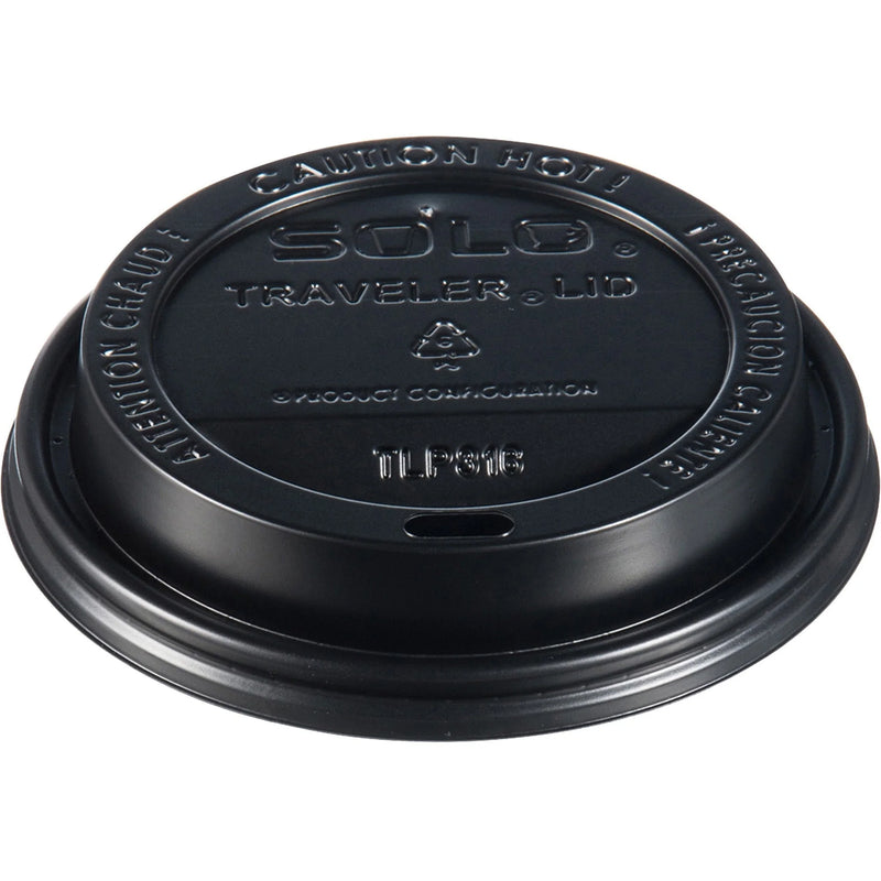 Solo Traveler Dome Hot Cup Lids - Plastic - Black - 100/Bag - 10 / Carton - Cups