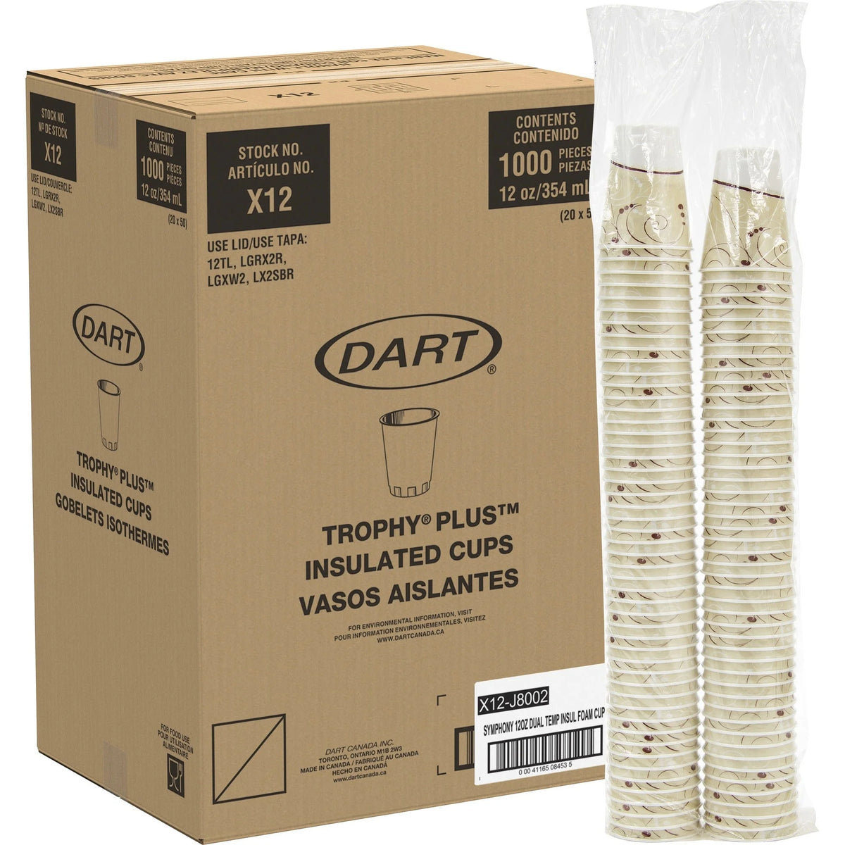 Solo Trophy Plus 12 oz Symphony Insulated Hot/Cold Cups - fl - Beige - Foam - Hot Drink Cold Beverage - 100/Pack