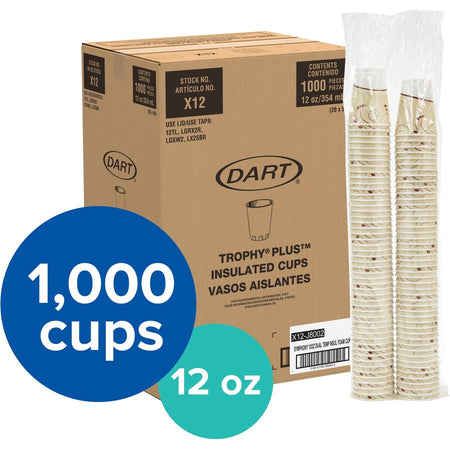 Solo Trophy Plus 12 oz Symphony Insulated Hot/Cold Cups - fl - Beige - Foam - Hot Drink Cold Beverage - 100/Pack