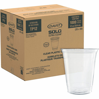 Solo Ultra Clear 12 oz Practical-Fill Cold Cups - fl - PETE Plastic - Drink Water Juice Soda - 50/Pack - 20 / Carton
