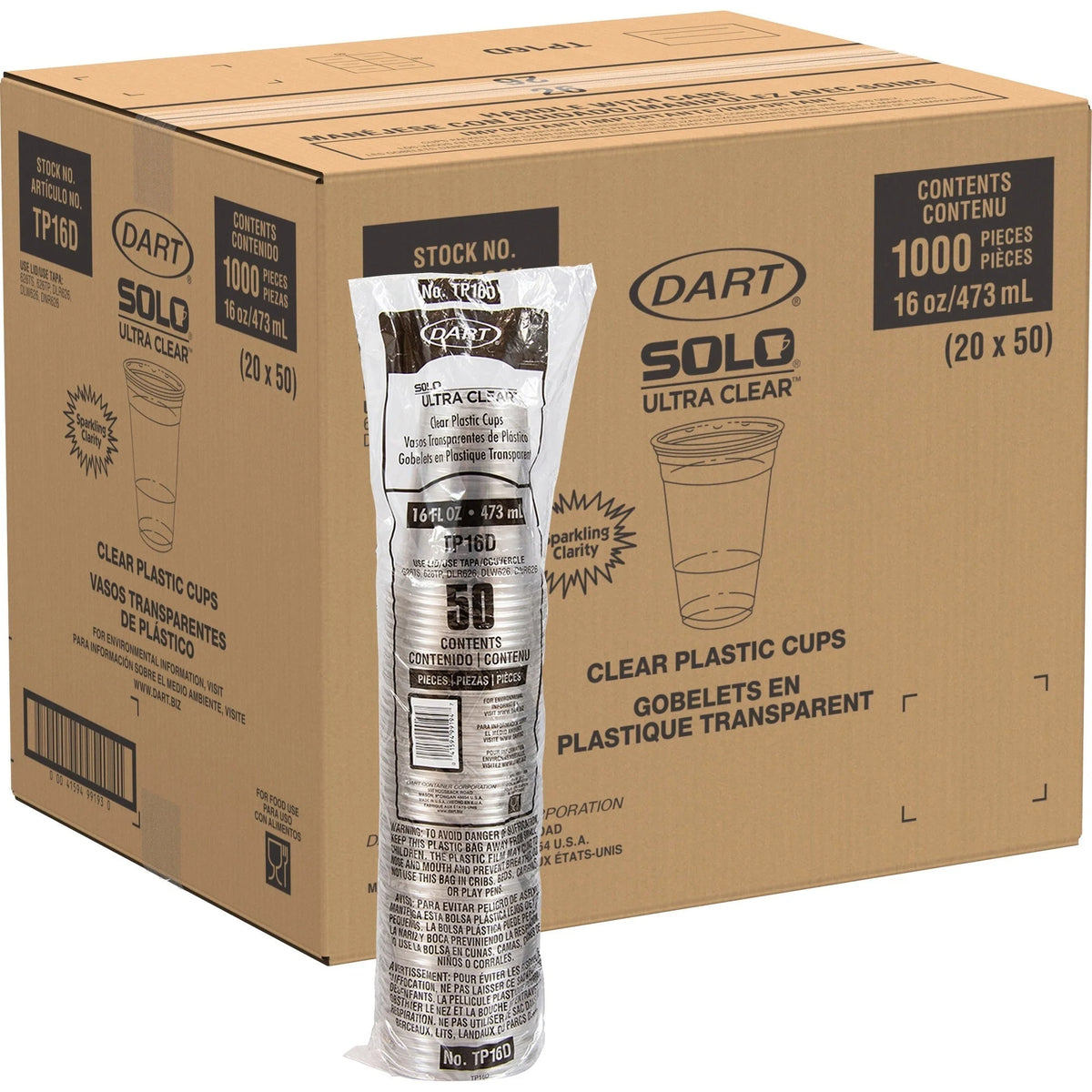 Solo Ultra Clear 16 oz Cold Cups - PET - Drink - 50/Pack