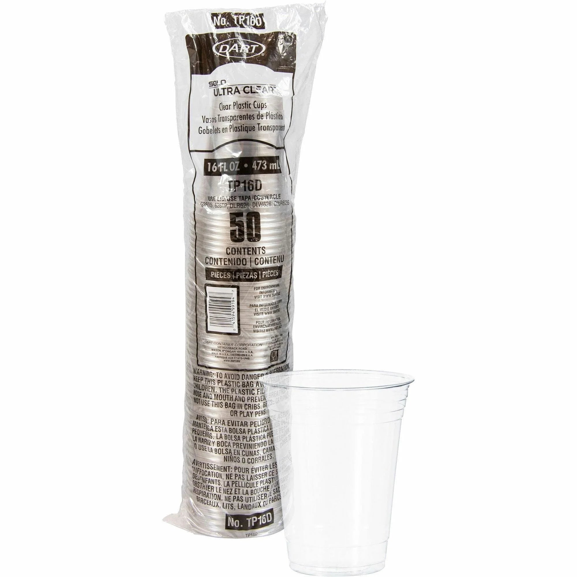 Solo Ultra Clear 16 oz Cold Cups - PET Plastic - Ideal for Drinks - 50/Pack