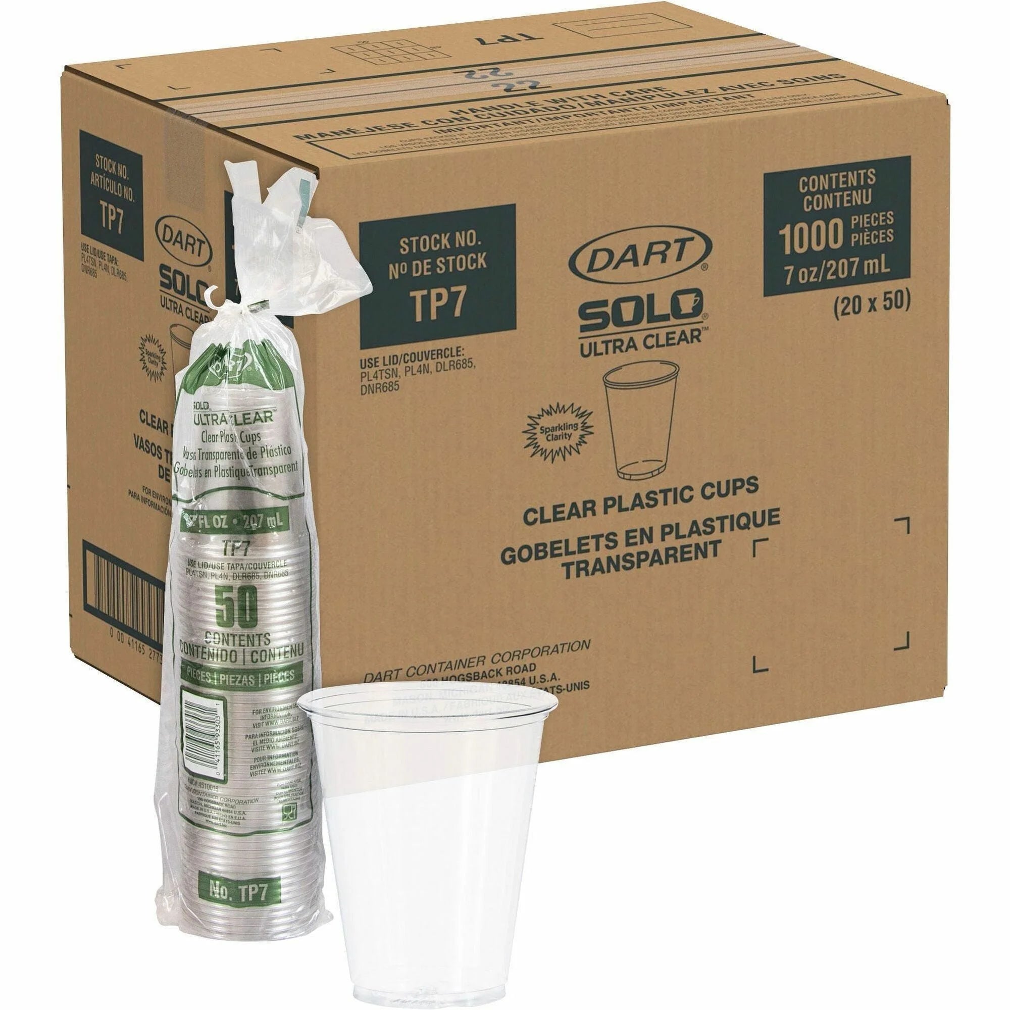 Solo Ultra Clear 7 oz Plastic Cups - fl - Polyethylene Terephthalate (PET)