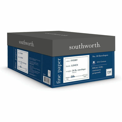 Southworth Business Envelopes: #10 25% Cotton Ivory - 250/Box - Stationery Envelopes