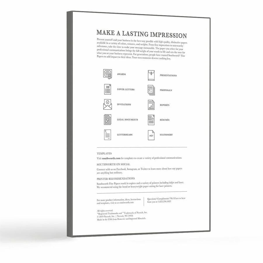 Southworth Parchment Specialty Paper: Ivory Acid-free - 100/Pack - Paper