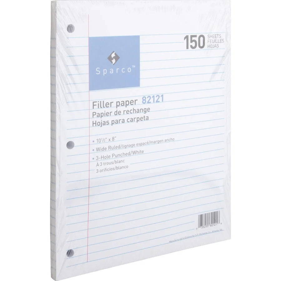 Sparco 3HP Filler Paper: Wide Ruled 150 Sheets Bleed-Free - Paper