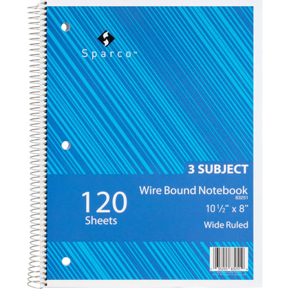 Sparco 3HP Notebook: 3 Subjects 120 Sheets Wide Ruled Wire Bound - Notebooks