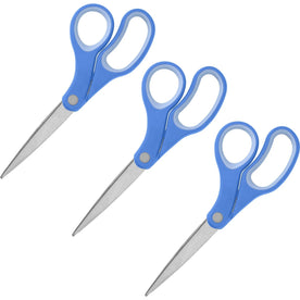 Sparco Bent Multipurpose Scissors - 8’’ Stainless Steel - Blue (3-Pack)