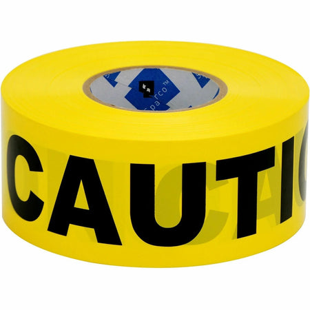 Sparco Caution Barricade Tape: 1000 ft Yellow Attachment Roll - Safety Tape