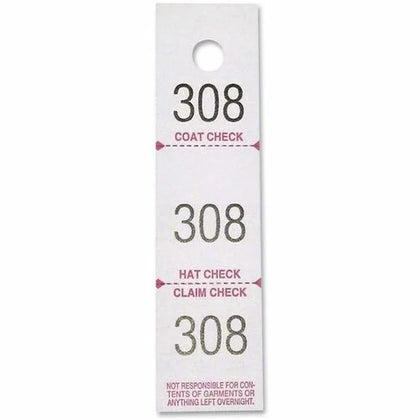 Sparco Coat Check Tickets - White - 3-Part - 500 Pack - Tags &