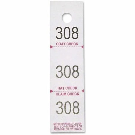 Sparco Coat Check Tickets - White - 3-Part - 500 Pack - Tags &