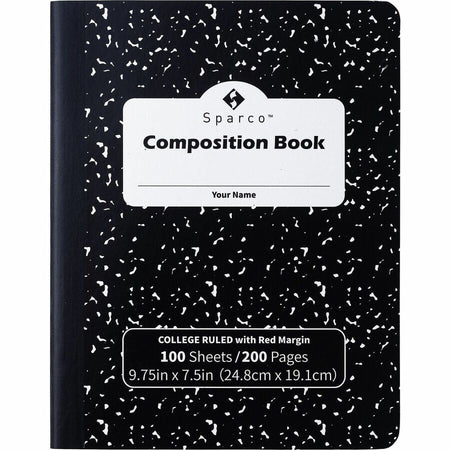 Sparco College Ruled Composition Notebook - 100 Pages - Sewn - Front Ruling Surface - 2.10’’ Height x 7.3’’ Width 9.9’’