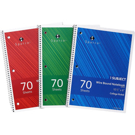 Sparco College Ruled Notebook - 3-Pack Wire-bound Journal - Notebooks