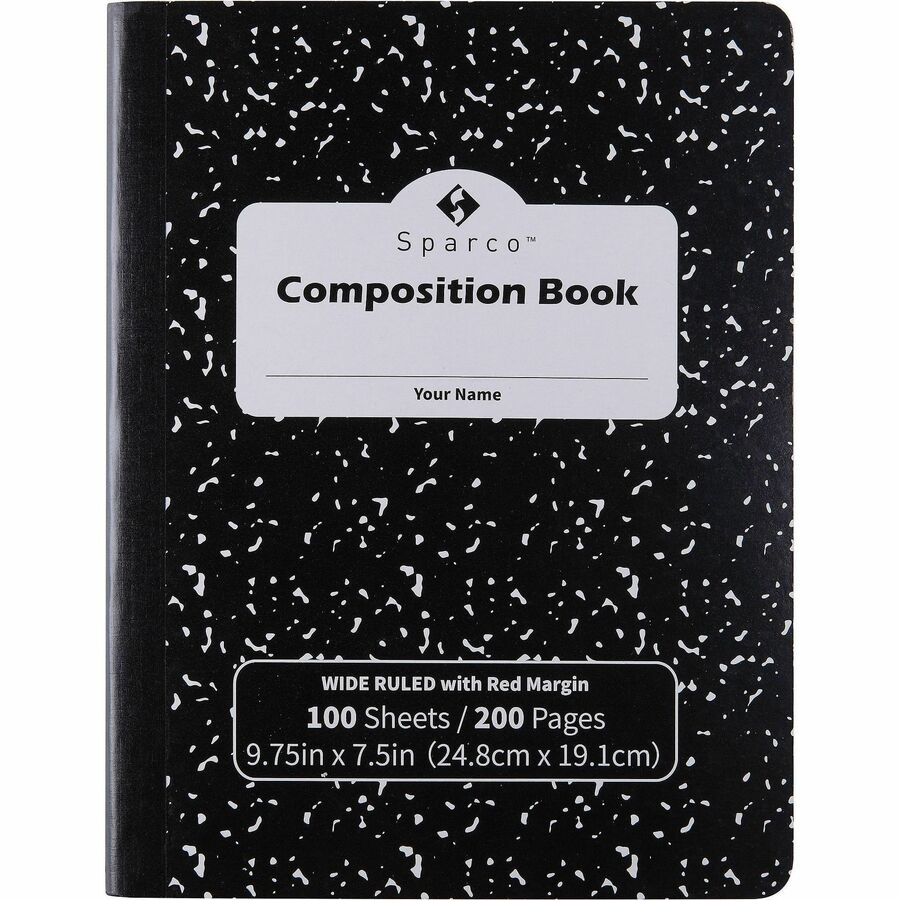 Sparco Composition Notebook - 100 Sheets - Letter - Black Cover - 12 / Pack - Notebooks