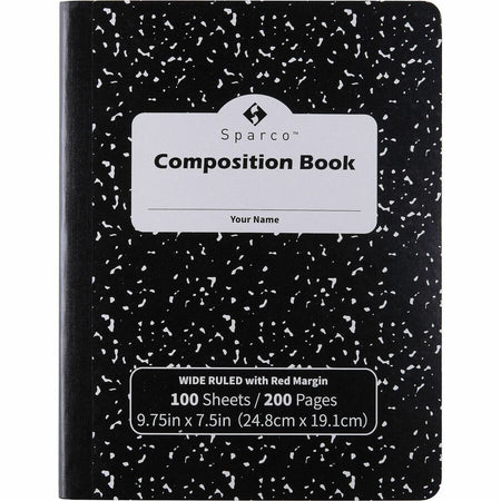 Sparco Composition Notebook - 100 Sheets - Letter - Black Cover - 12 / Pack - Notebooks