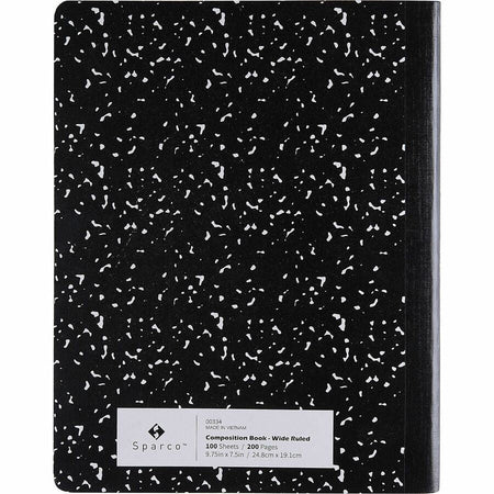 Sparco Composition Notebook - 100 Sheets - Letter - Black Cover - 12 / Pack - Notebooks