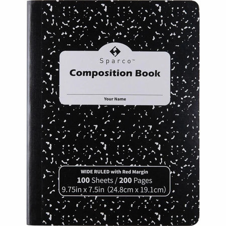 Sparco Composition Notebook: 100 Sheets Letter Size Black Cover - 12 Pack - Notebooks