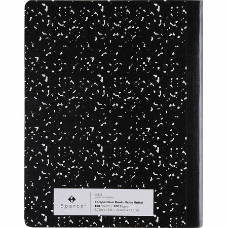 Sparco Composition Notebook: 100 Sheets Letter Size Black Cover - 12 Pack - Notebooks