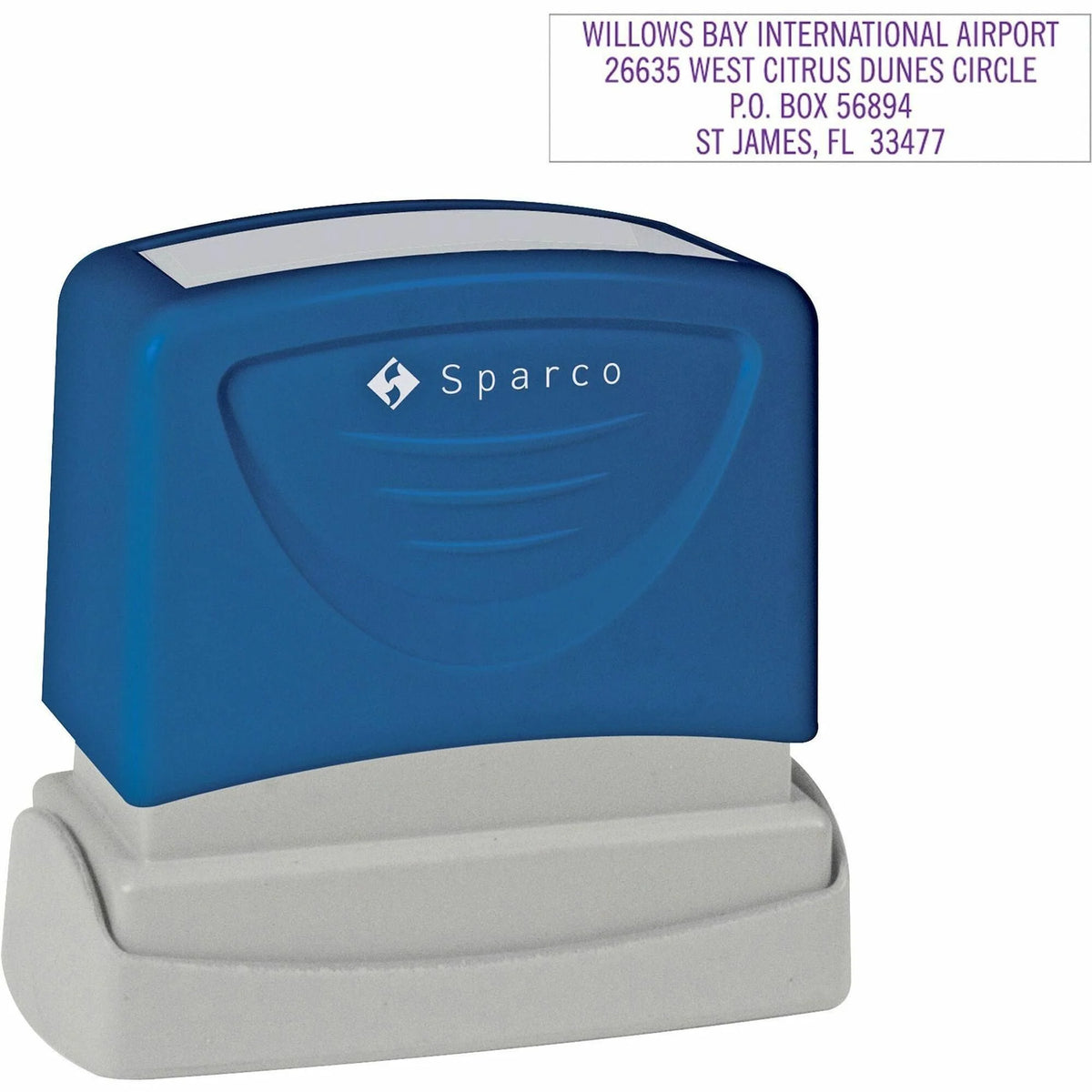 Sparco Custom Message Stamp: 0.63’’ x 2.44’’ - Blue - Address & Office Stamps