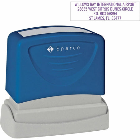 Sparco Custom Message Stamp: 0.63’’ x 2.44’’ - Blue - Address & Office Stamps