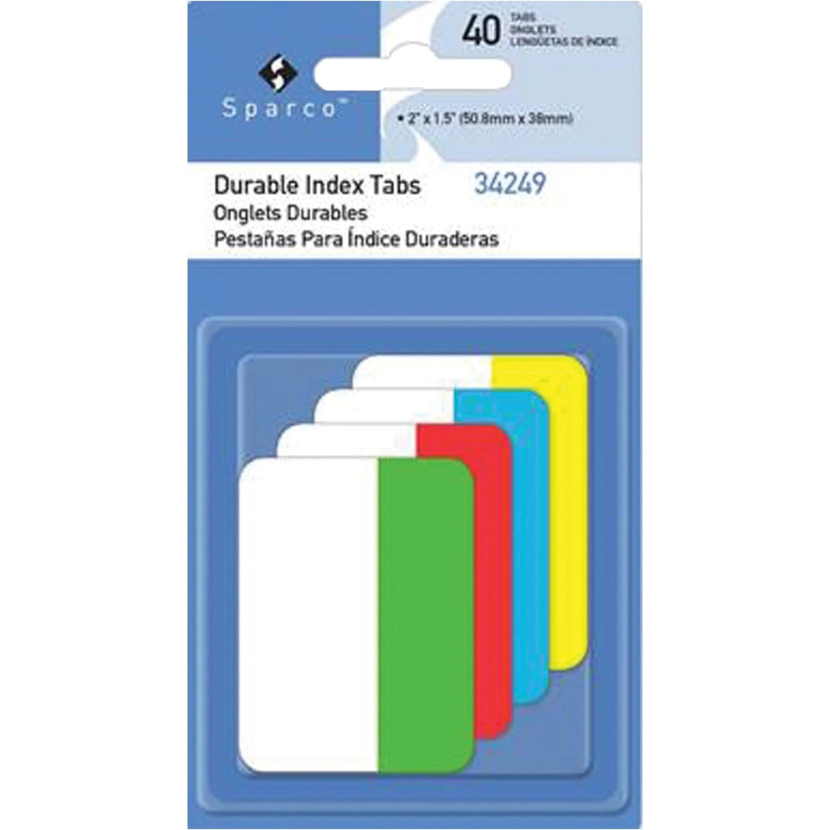 Sparco Durable Index Tabs: Write-on Tabs 0.10’’ H x 1’’ W Assorted 40/Pack - Accessories & Page Markers