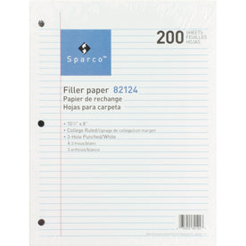 Sparco Filler Paper: 200 Sheets College Ruled - Red Margin - 8’’ x 10 1/2’’ - Paper
