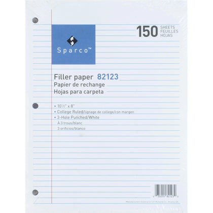Sparco Filler Paper: College Ruled 150 Sheets Red Margin - Paper