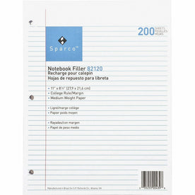 Sparco Filler Paper: Letter Size Ruled with Red Margin - Paper