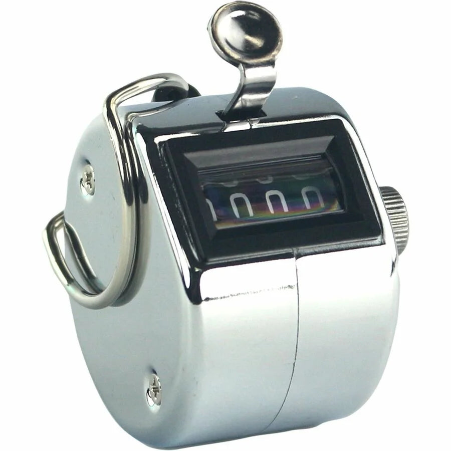Sparco Finger Ring Tally Counter: 4-Digit Handheld Chrome Counter - Numbering Stamps & Counters
