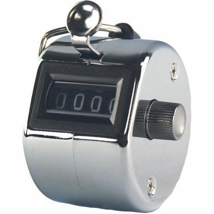 Sparco Finger Ring Tally Counter: 4-Digit Handheld Chrome Counter - Numbering Stamps & Counters