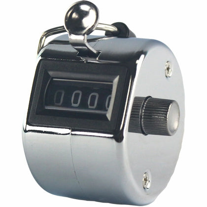 Sparco Finger Ring Tally Counter: 4-Digit Handheld Chrome Counter - Numbering Stamps & Counters