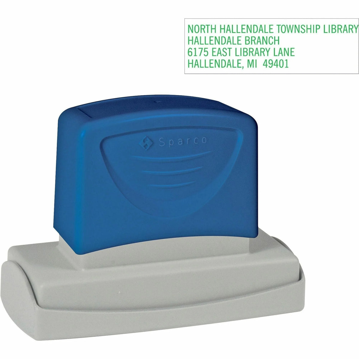 Sparco Large Business Address Stamp - Custom Message - Blue - & Office Stamps