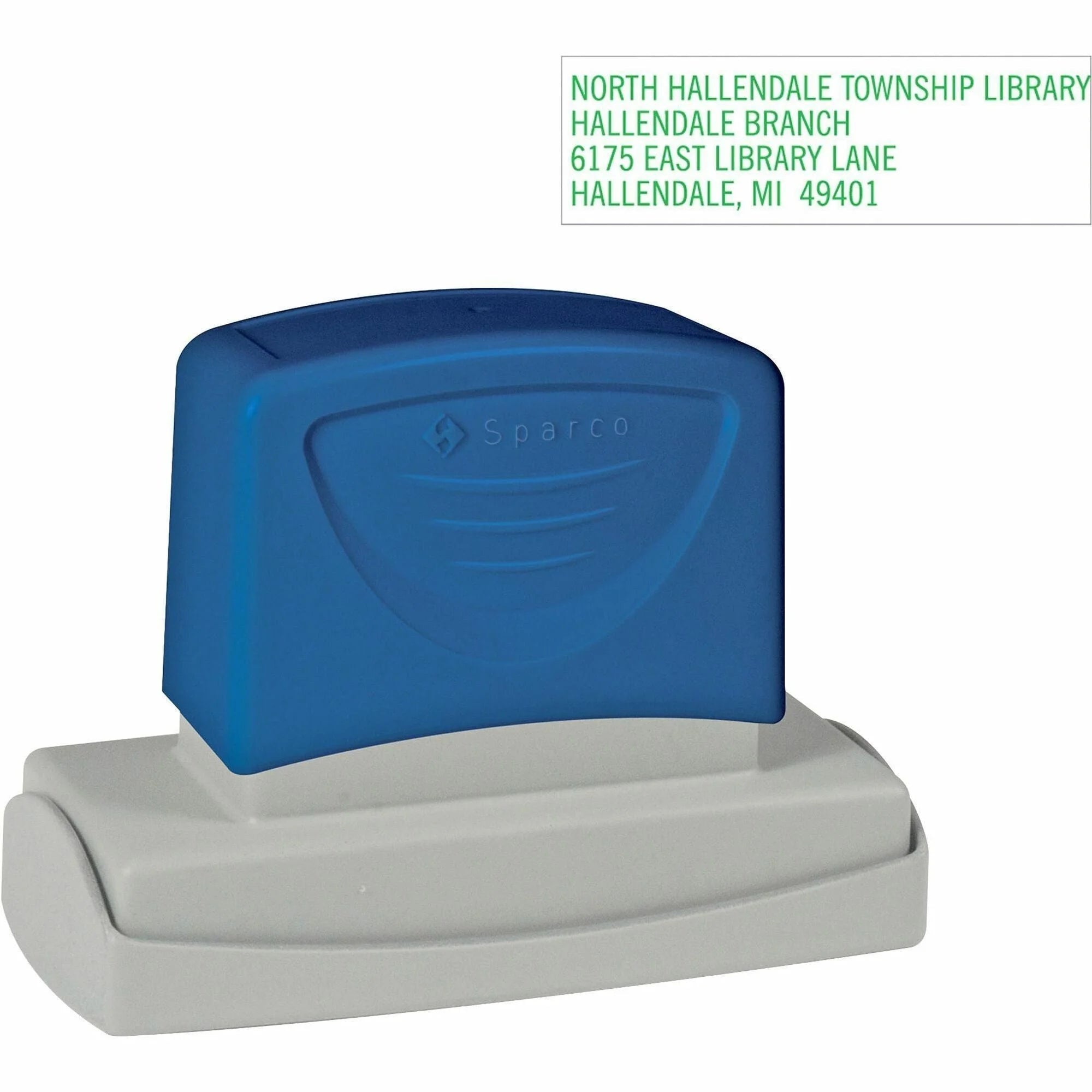 Sparco Large Business Address Stamp - Custom Message - Blue - & Office Stamps