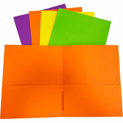 Sparco Leatherette Letter Pocket Folder - 2 Internal Pockets - Assorted Colors - Folders