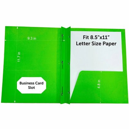 Sparco Letter Pocket Folder: Apple Green 3 Double Prong Fasteners 2 Internal Pockets - Folders