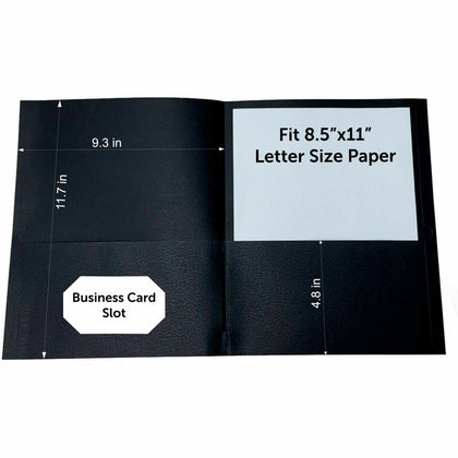 Sparco Letter Pocket Folder - Black 2 Internal Pockets - 25/Box - Folders