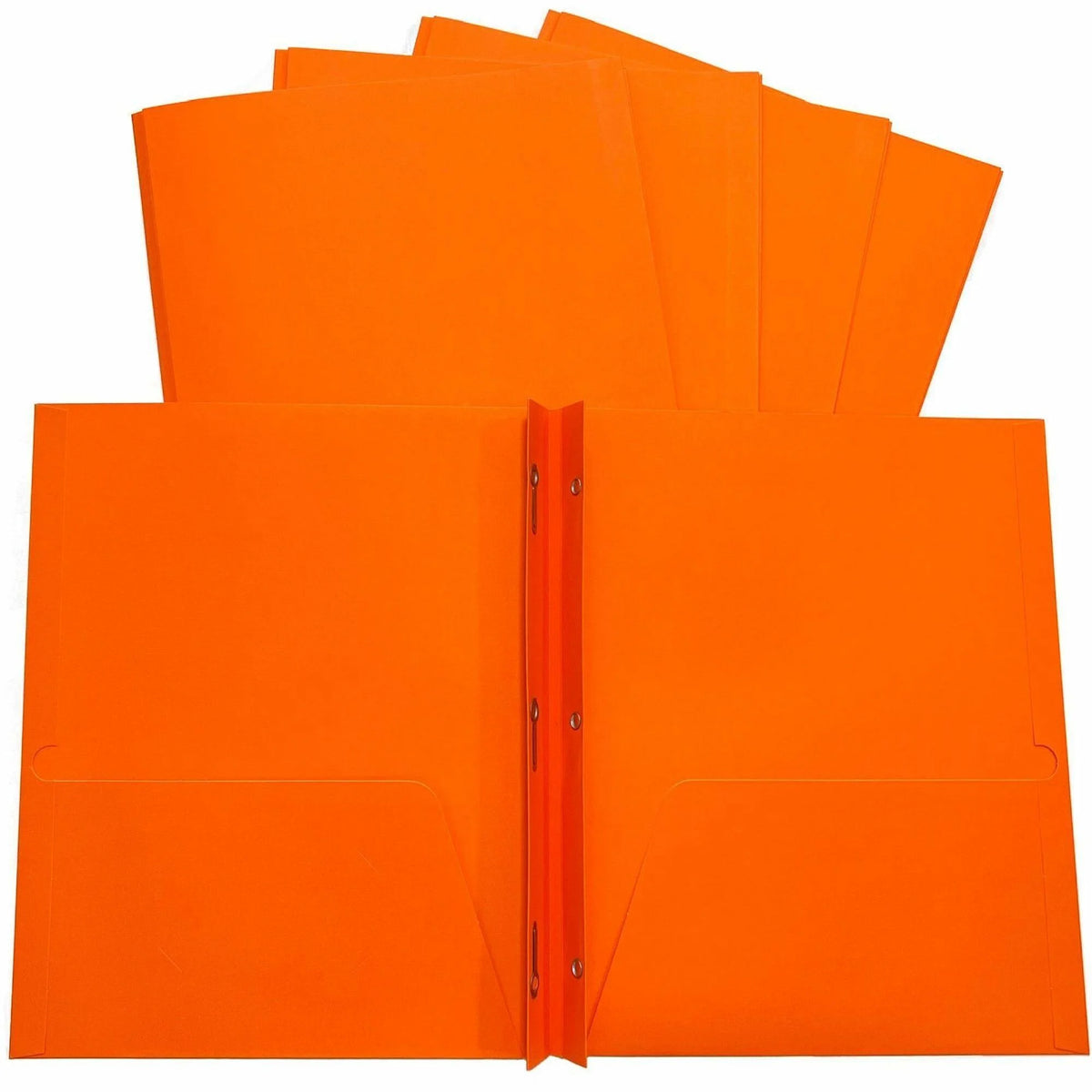 Sparco Letter Pocket Folder: Orange 3 Double Prong Fasteners 2 Internal Pockets - Folders