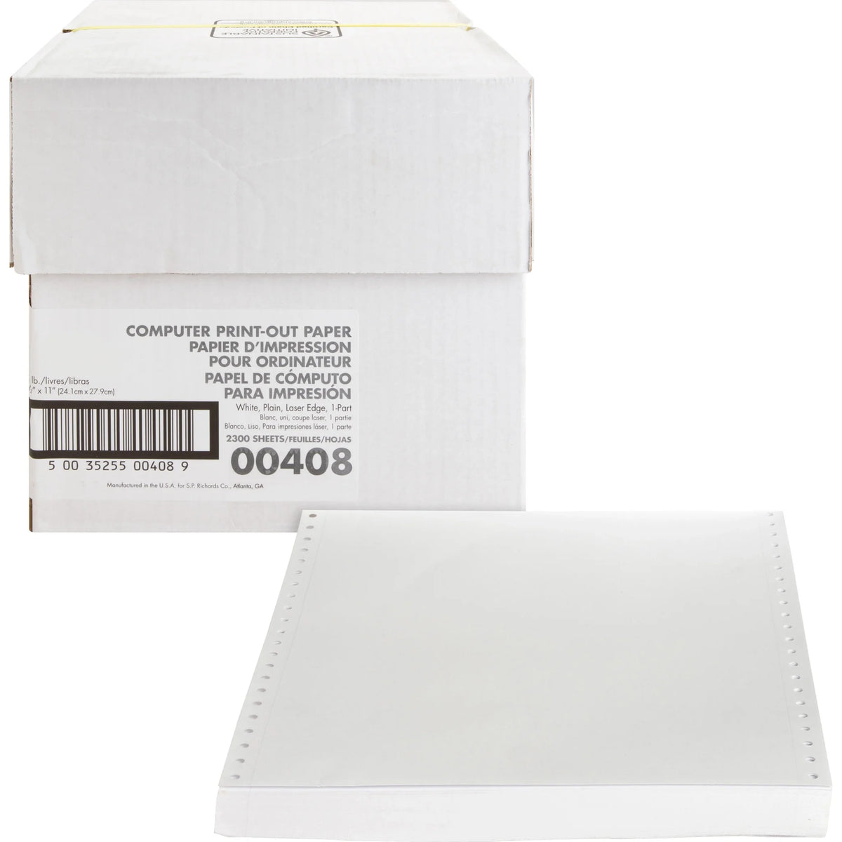 Sparco Perforated Blank Computer Paper: 8 1/2’’ x 11’’ 20 lb White - 2300 Sheets - Specialty Paper