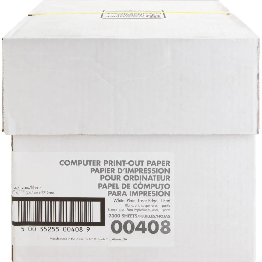 Sparco Perforated Blank Computer Paper: 8 1/2’’ x 11’’ 20 lb White - 2300 Sheets - Specialty Paper