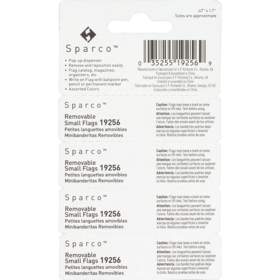 Sparco Pop-up Removable Small Flags - 1/2’’ Flag/Note Length - Assorted - See-through Self-adhesive - Index Accessories