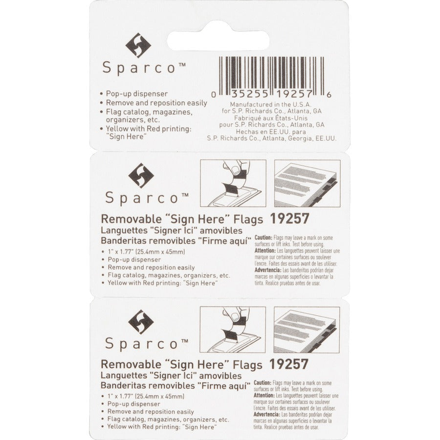 Sparco Pop-up Sign Here Flags in Dispenser - Rear
