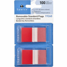 Sparco Red Removable Flags Dispenser - 100 Pack - Index Accessories & Page Markers