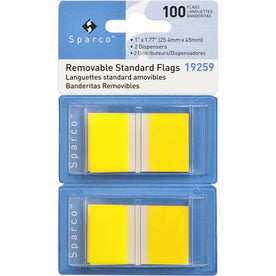 Sparco Removable Yellow Flags Dispenser - 100 Pack - Index Accessories & Page Markers