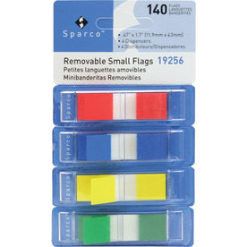 Sparco Small Flags - Assorted Colors - Pop-up Dispenser - 140 Pack - Index Accessories & Page Markers