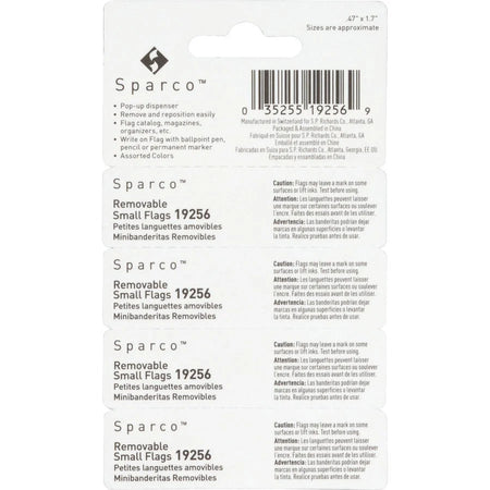 Sparco Small Flags - Assorted Colors - Pop-up Dispenser - 140 Pack - Index Accessories & Page Markers