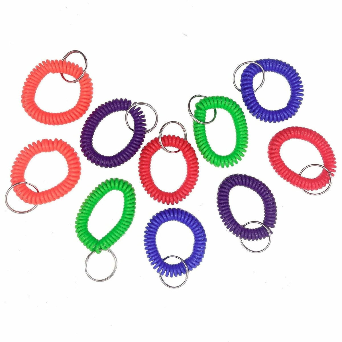 Sparco Split Ring Wrist Coil Key Holders - Assorted Colors 10-Pack - Tags