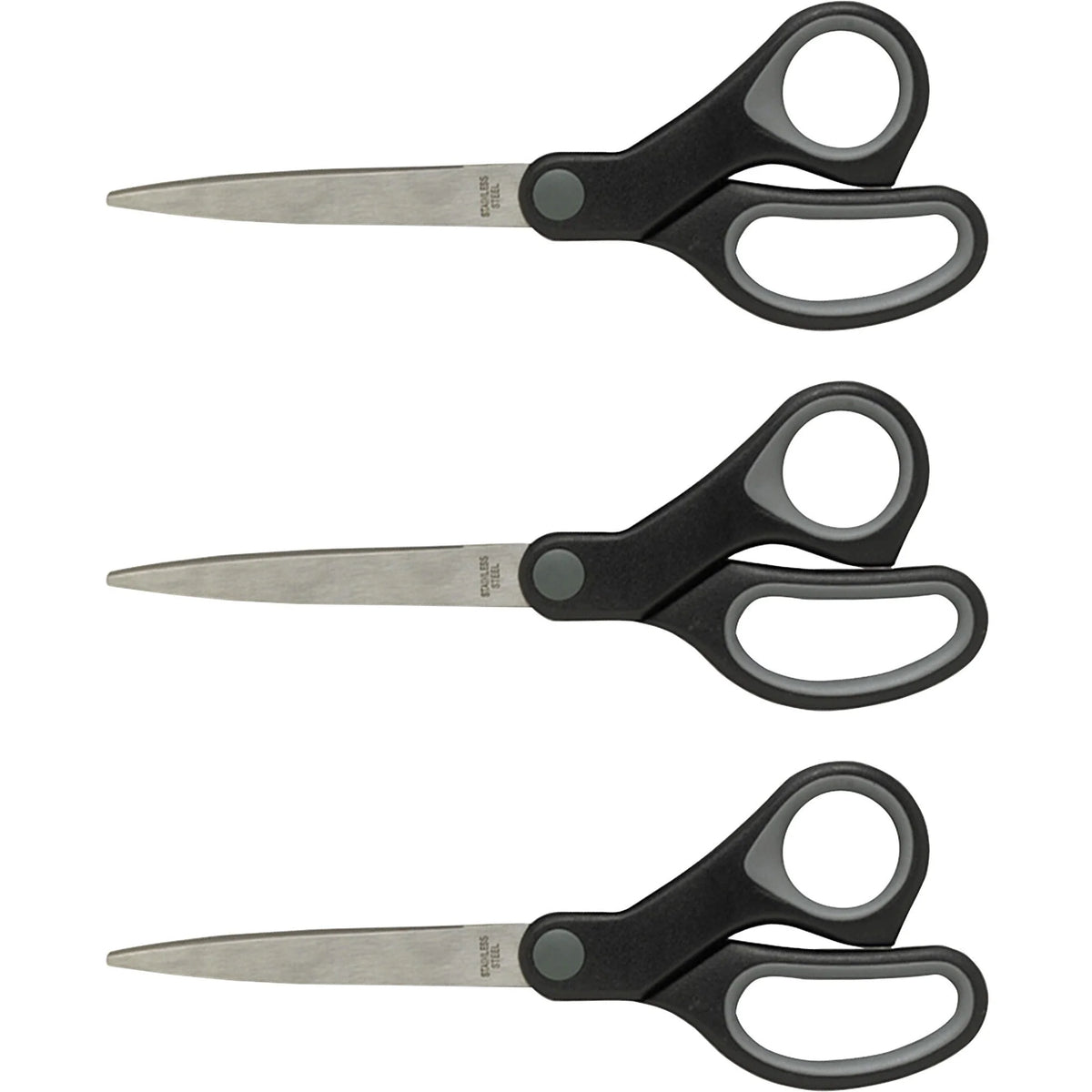 Sparco Straight Scissors: Rubber Grip 8’’ Length Stainless Steel - 3/Pack - Scissors