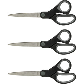 Sparco Straight Scissors with Rubber Grip Handle - 7’’ Stainless Steel (3-Pack)