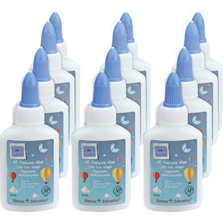 Sparco Washable School Glue - 1.25 fl oz - White - 12 / Box - All-Purpose