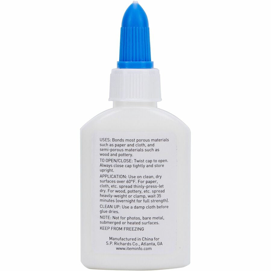 Sparco Washable School Glue - 1.25 fl oz - White - 12 / Box - All-Purpose